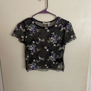 See through black floral top - Urban Outfitters - Size Small